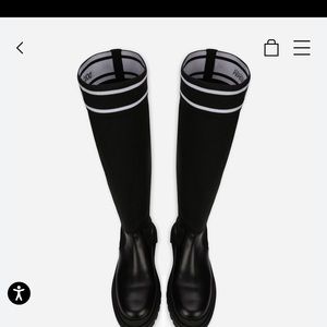 Dolce Gabbana Calfskin and stretch mesh boots